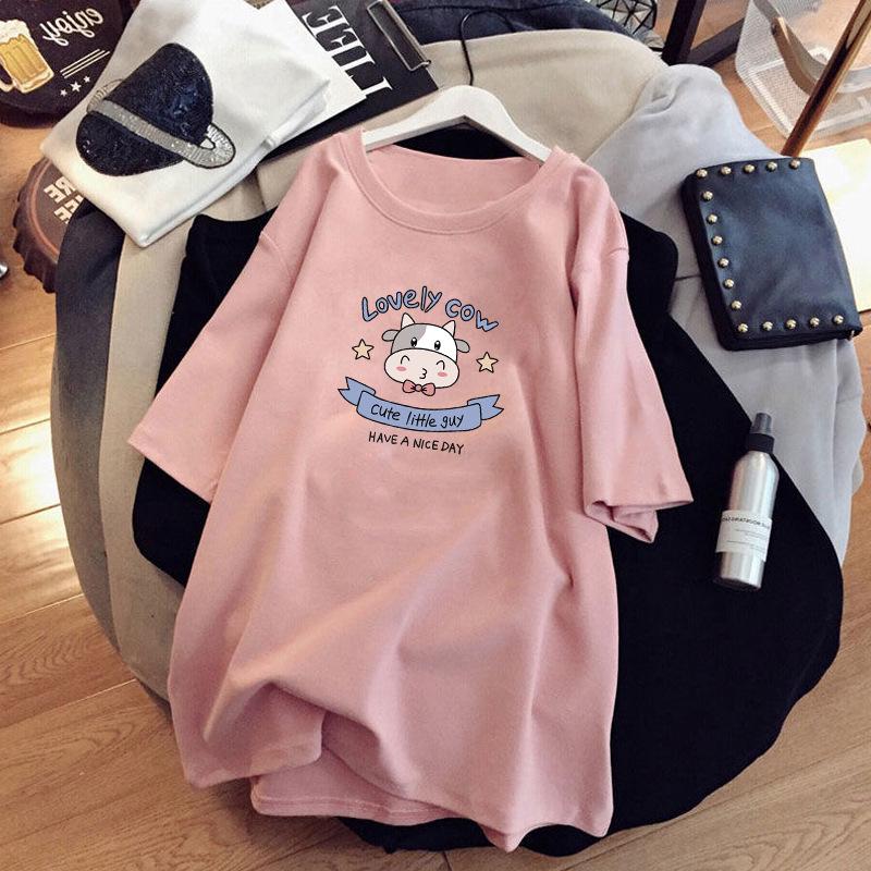 Maternity Summer Short-Sleeve Cotton T-Shirt - Fashionable Loose Fit Mid-Length Top for Expecting Moms (2023)