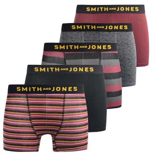 Smith & Jones Herren Kole Boxershorts in verschiedenen Designs (Packung mit 5)