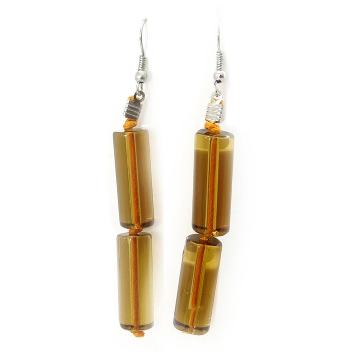 

Les Trésors De Lily [R5274] - Boucles d oreilles ethniques Mineralia marron - 50x9 mm