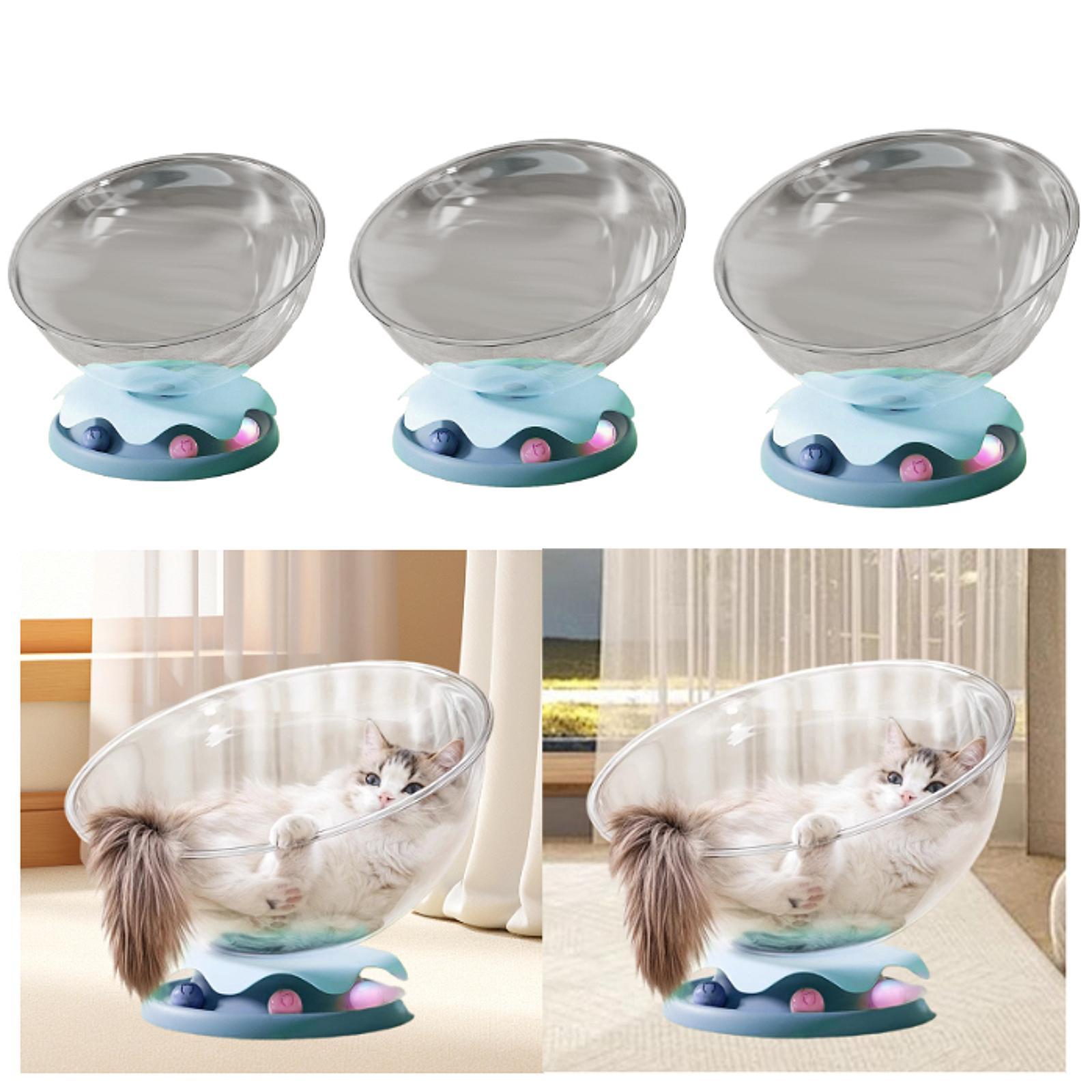Space Capsule Cat Bed Activity Center Breathable Universal Transparent Stable Pet Supplies Hammock for Indoor Cats Kitten Diameter 32cm