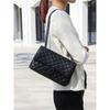 Women's Sheepskin Exquisite Messenger Bag, Genuine Leather Shoulder Bag, Black Bag, High-end Small Fragrant Wind Rhombus Chain Bag.