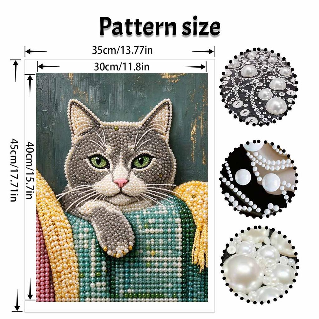 DIY 3D Pearl Diamond Painting Art Set Cute Cat Home Decor Animal Art Set Wall Art