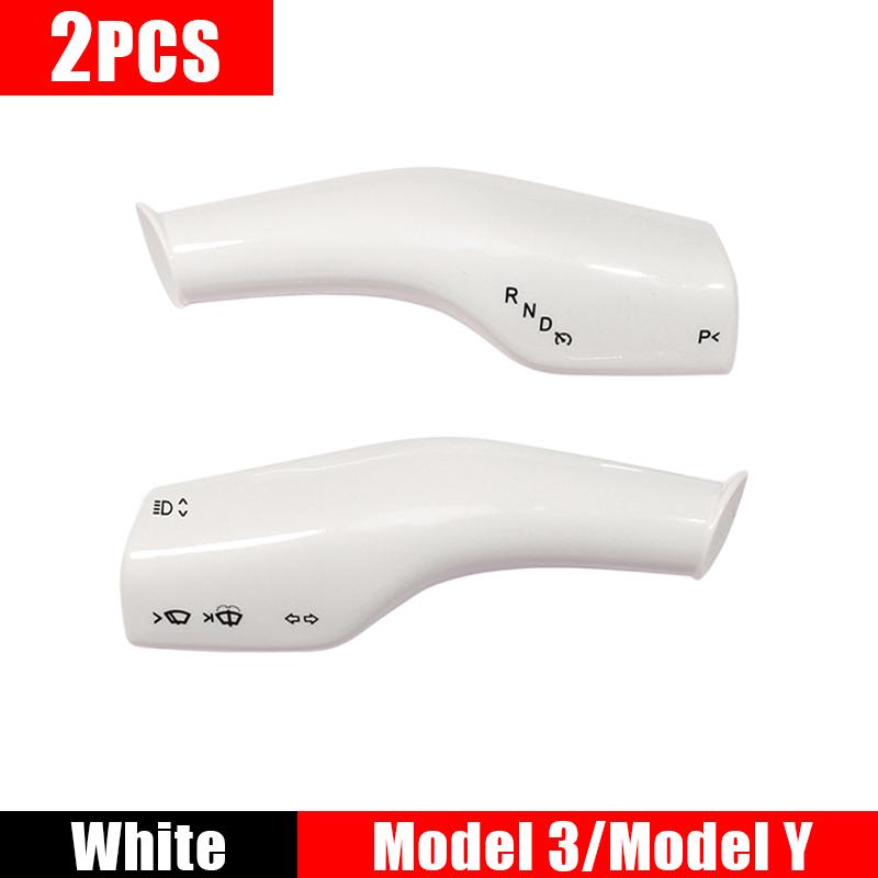 2PC Carbon Fiber Steering Wheel Whift Protection Cover For Tesla Model 3 Model Y ABS Car Column Shift Knob Cover Decor For Tesla