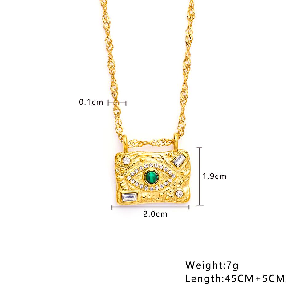 Elegant INS-Style Clavicle Chain: Devil’s Eye Necklace with Rhinestones and Titanium Steel