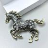 Elegant Equestrian Enamel Brooch with Crystal Accent Metal Pin Fashion Clothing Accessory for Daily Accessorizing