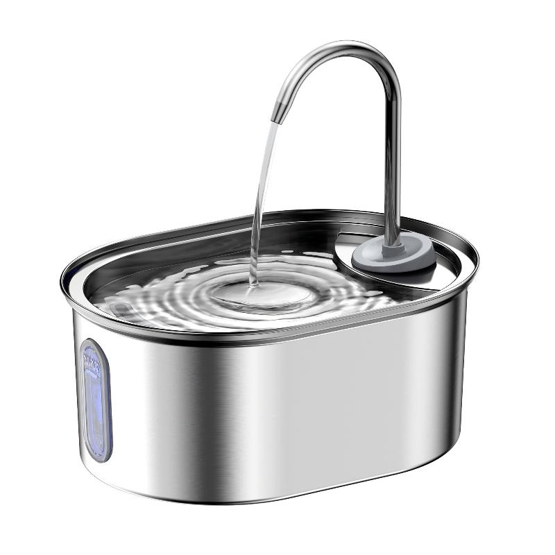 304 Stainless Steel Pet Water Fountain Cat Dog Automatic Dispenser Quiet Pump Filter Large Capacity Drinking Bowl Pet Feeder