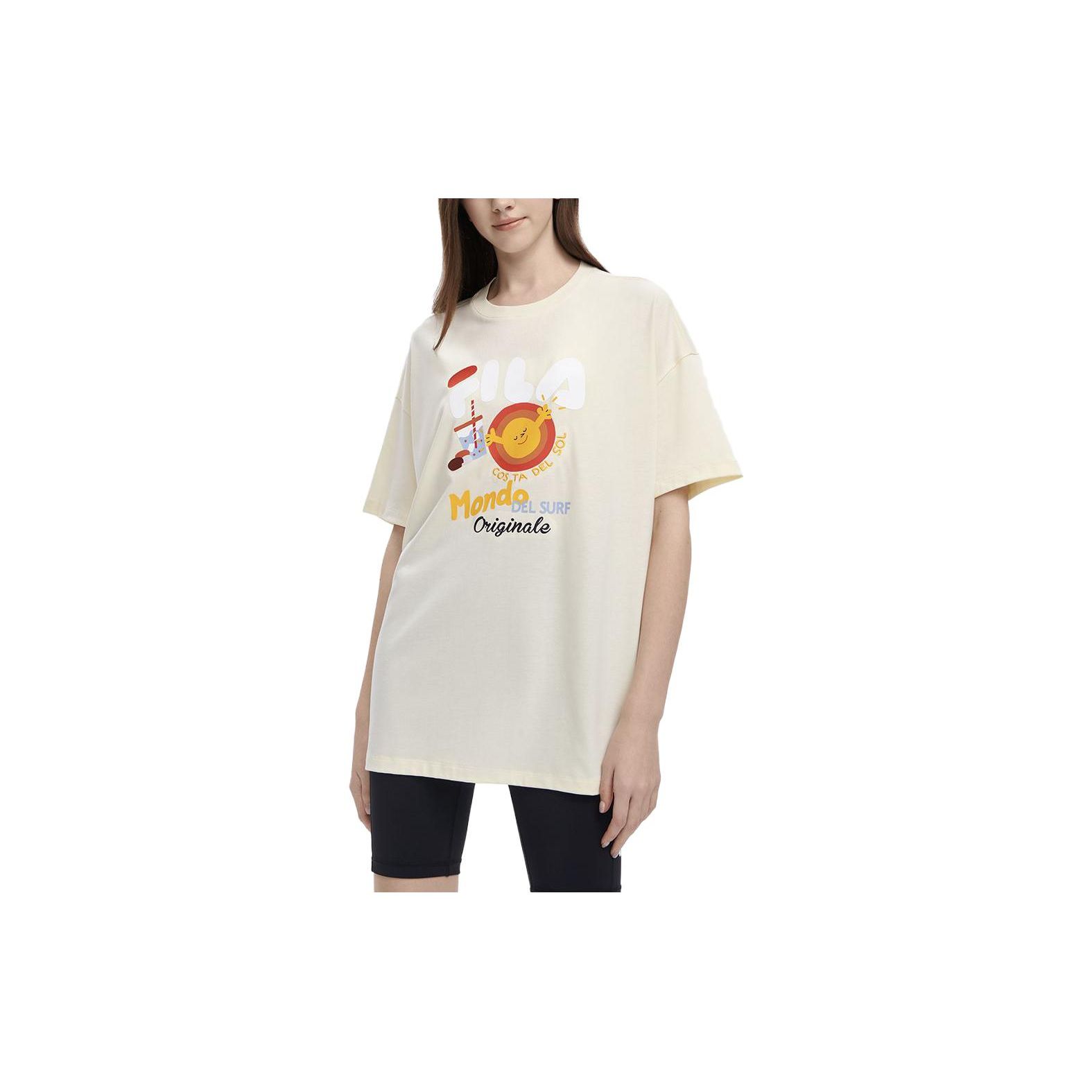 

FILA American Vintage Illustration Print Fashion Casual Round Neck Short Sleeve T-Shirt Women T-Shirt Wax-Yellow F11W329107F-YE L