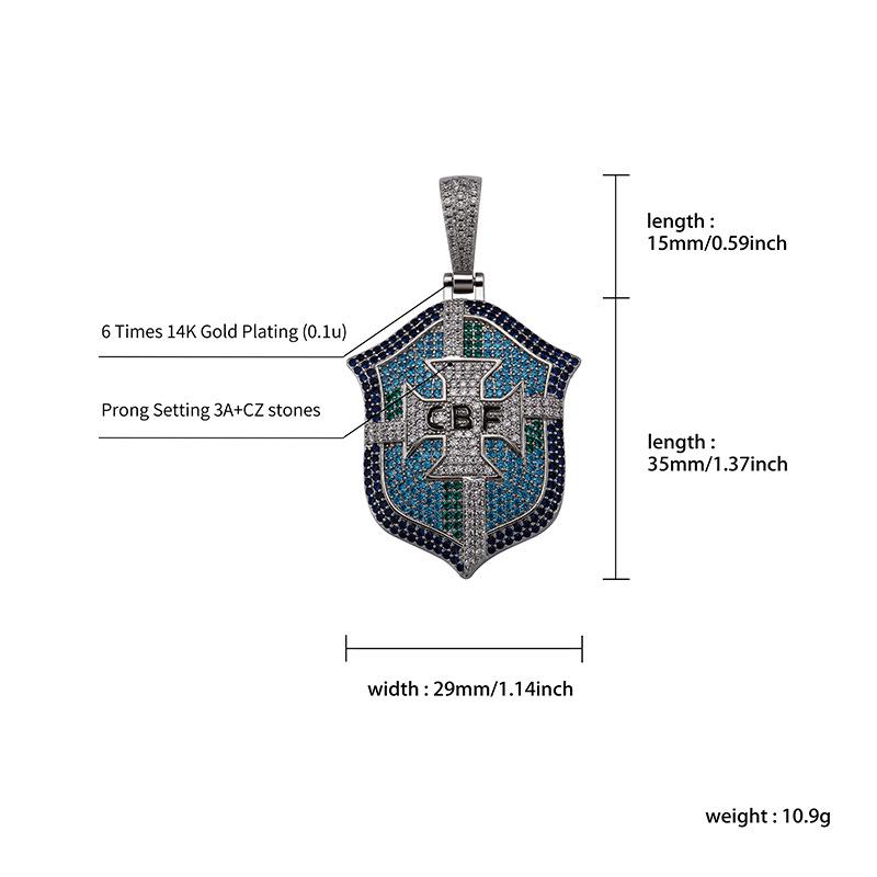 European & American Hip-Hop Football Club Badge Pendant with Colorful Drip Oil - Fan Commemorative Medal Necklace