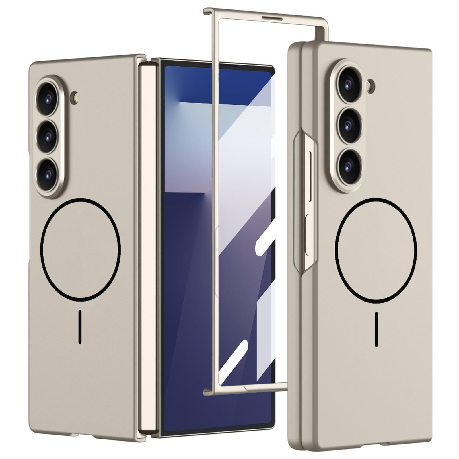 

GKK For Samsung Galaxy Z Fold7 5G Magnetic Case Slim Hard PC+Tempered Glass Phone Cover with Screen Film Titanium Grey