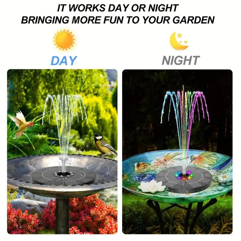 3W/3.5W LED Solar Fountain Water Pump, 7 Pump Heads, Garden Pond Independent Portable Floating Solar Fountain Water Pump