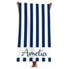 Name Beach Towel Navy Stripe Polyester Bath Towel Quick Dry Sandproof Large Blanket for Summer Vacation Seaside Gift Towel