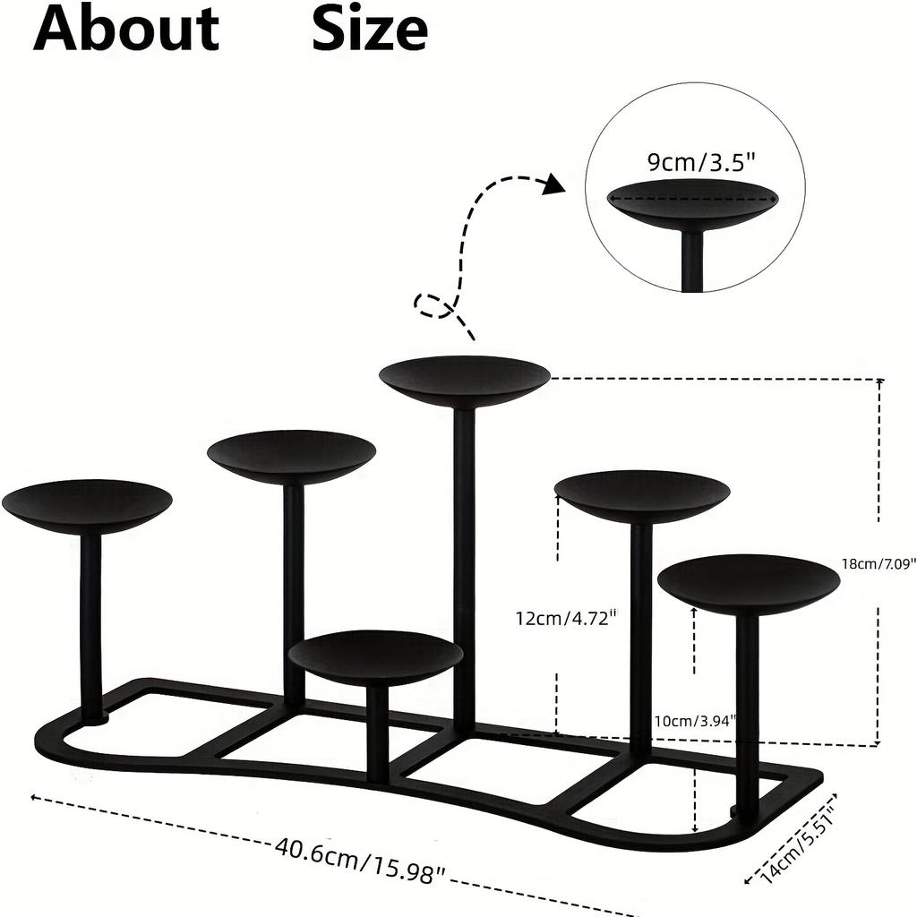 6 Heads Fireplace Candle Holder for Flameless or Wax Pillar Candles-black Candle Display Stand for Table Centerpieces Wedding Party