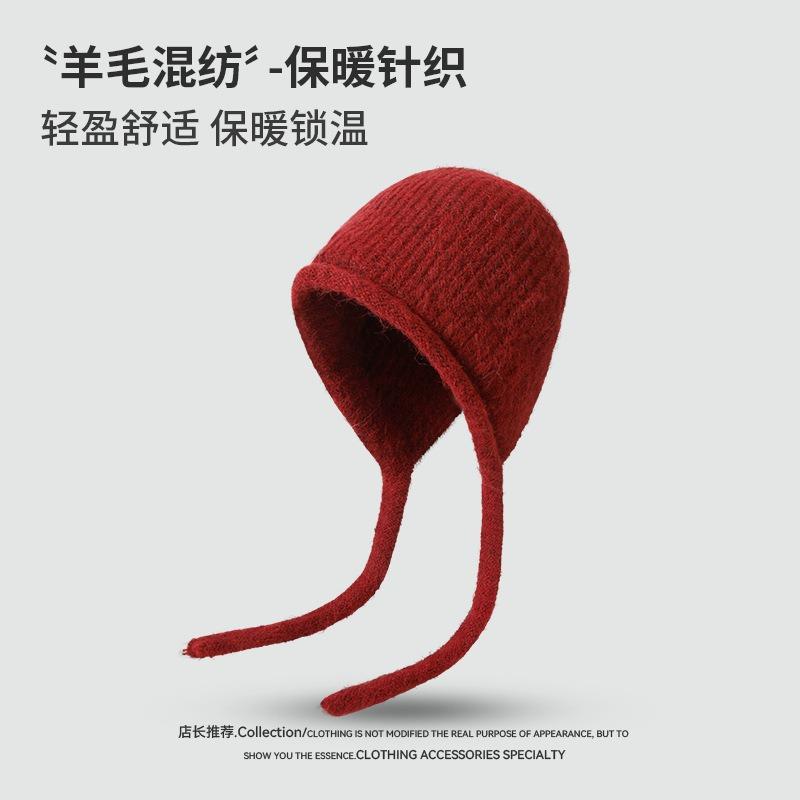 Wool-blend Crimped Pullover Hat Versatile Warm and Cold-proof Ear Protection Autumn and Winter Hat Women's Casual Wool Hat