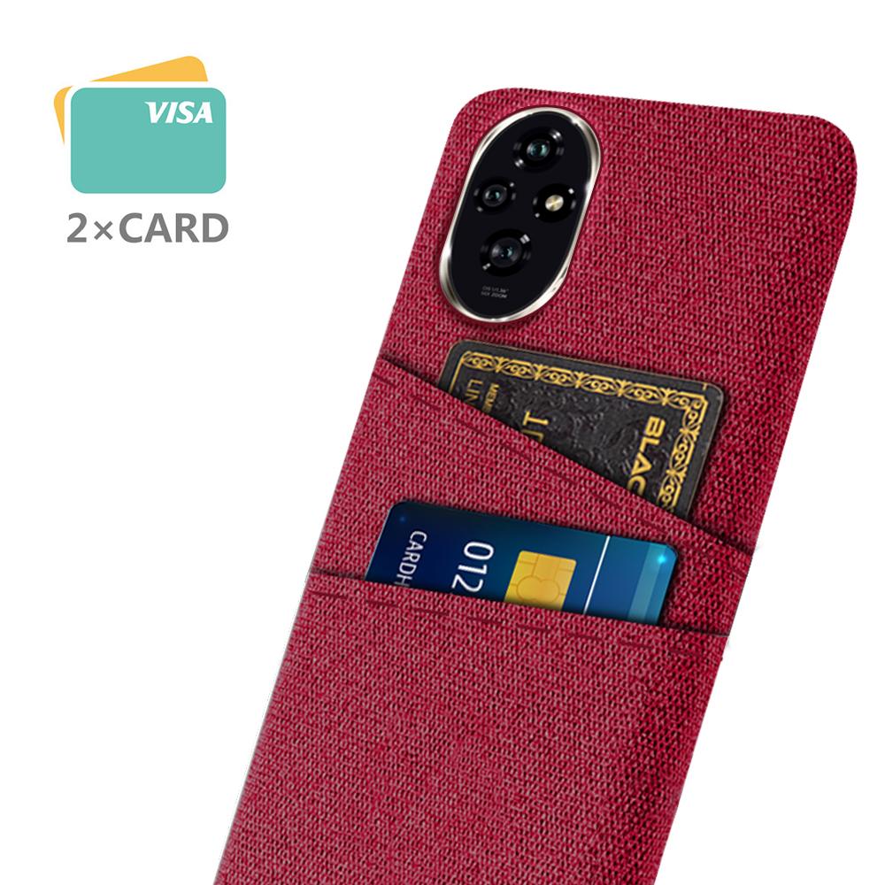 

For Honor 200 5G Case Cloth+PC Hard Phone Cover with Dual Card Slots Red