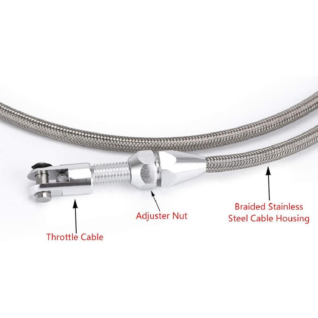 36" Stainless Braided LS Throttle Cable Kit Adjustable Accelerator Cable Compatible With 97-07 Chevrolet/Chevy LS1 Engine 4.8L 5.3L 5.7L 6.0L