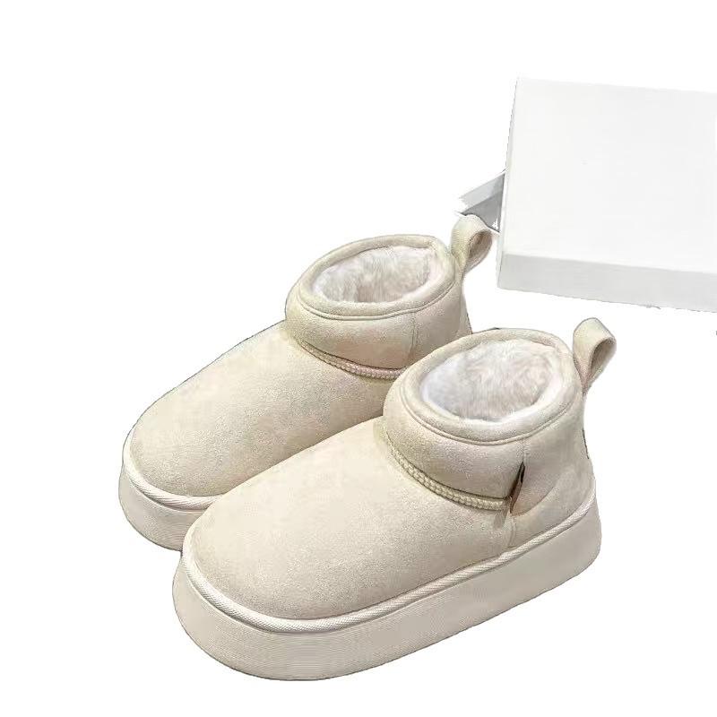 Women's Fashion Hundred Soft Sole Winter Warm Fur One Snow Boots Padded Lined Ankle Boots Non Slip Casual Cotton Boots Bread Shoes