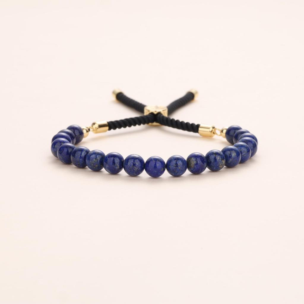 Lapis Lazuli December Birthstone Adjustable Length Power Stone Bracelet for Men and Women [KOAI]