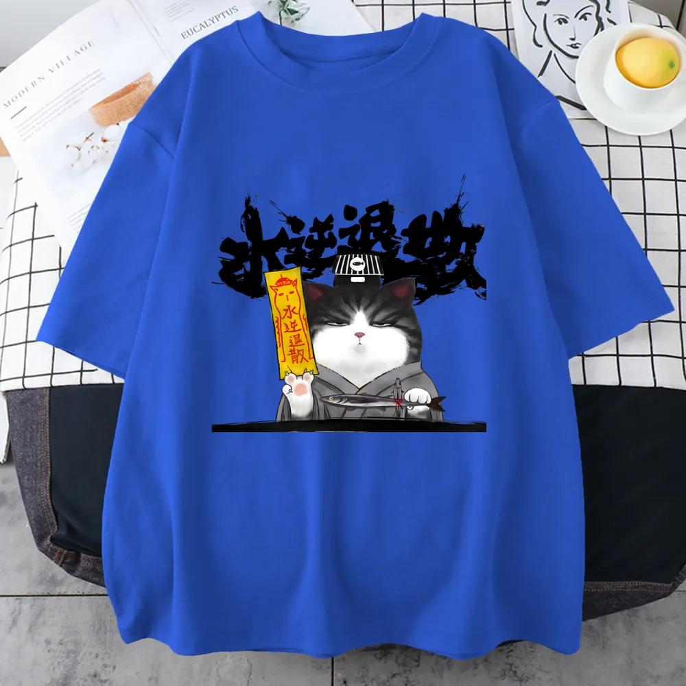 Fun Chinese Water Reversal Scattering Printing Summer T-shirt for Men's Retro Short sleeved Harajuku Leisure Cotton Top