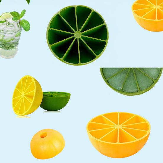 Lemon-Shaped Ice Cube Tray 10-Cavity Silicone Ice Mold for DIY Cocktails & Drinks BPA Free Easy Release Lemon Ice Cube Maker