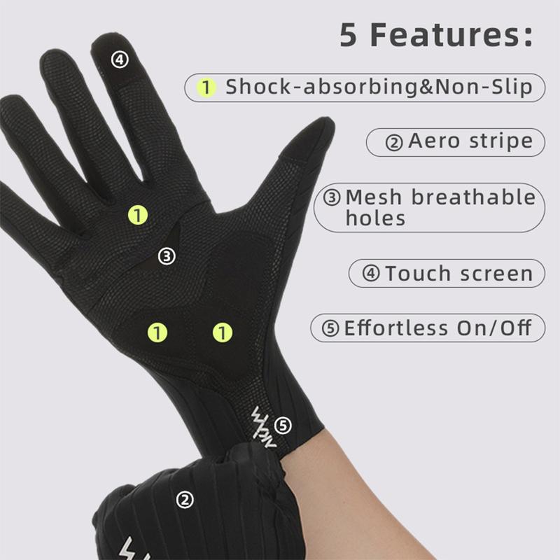 YKYWBIKE Cycling Gloves Full Finger Aerodynamic Road Bike Gloves Shock Absorbing Touch Screen Reflective Bicycle Gloves