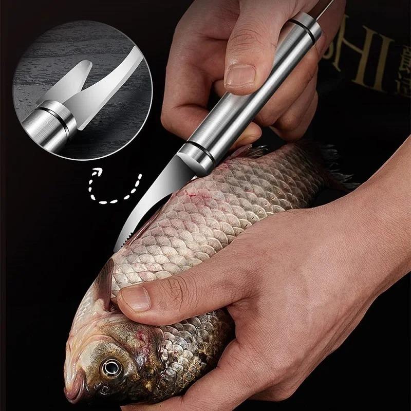 Stainless Steel Shrimp Deveining Tool Heavy Duty Fish Scales Scraper For Home Kitchen Double Head Shrimp Line Knife for Shrimp Intestine Opener