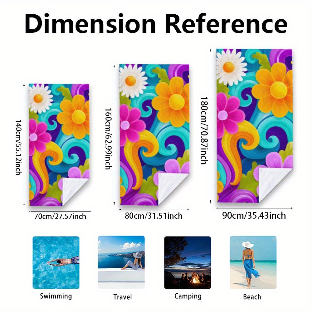 1pc Colorful Floral & Swirls Design Beach Towel - Quick-Dry Soft Microfiber, Lightweight & Durable for Beach, Travel, Swimming