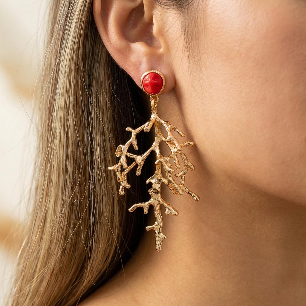 Exaggerated Creative Metal Coral Pendant Earrings for Women Fashion Irregular Geometric Drop Earrings Summer Jewelry Gift