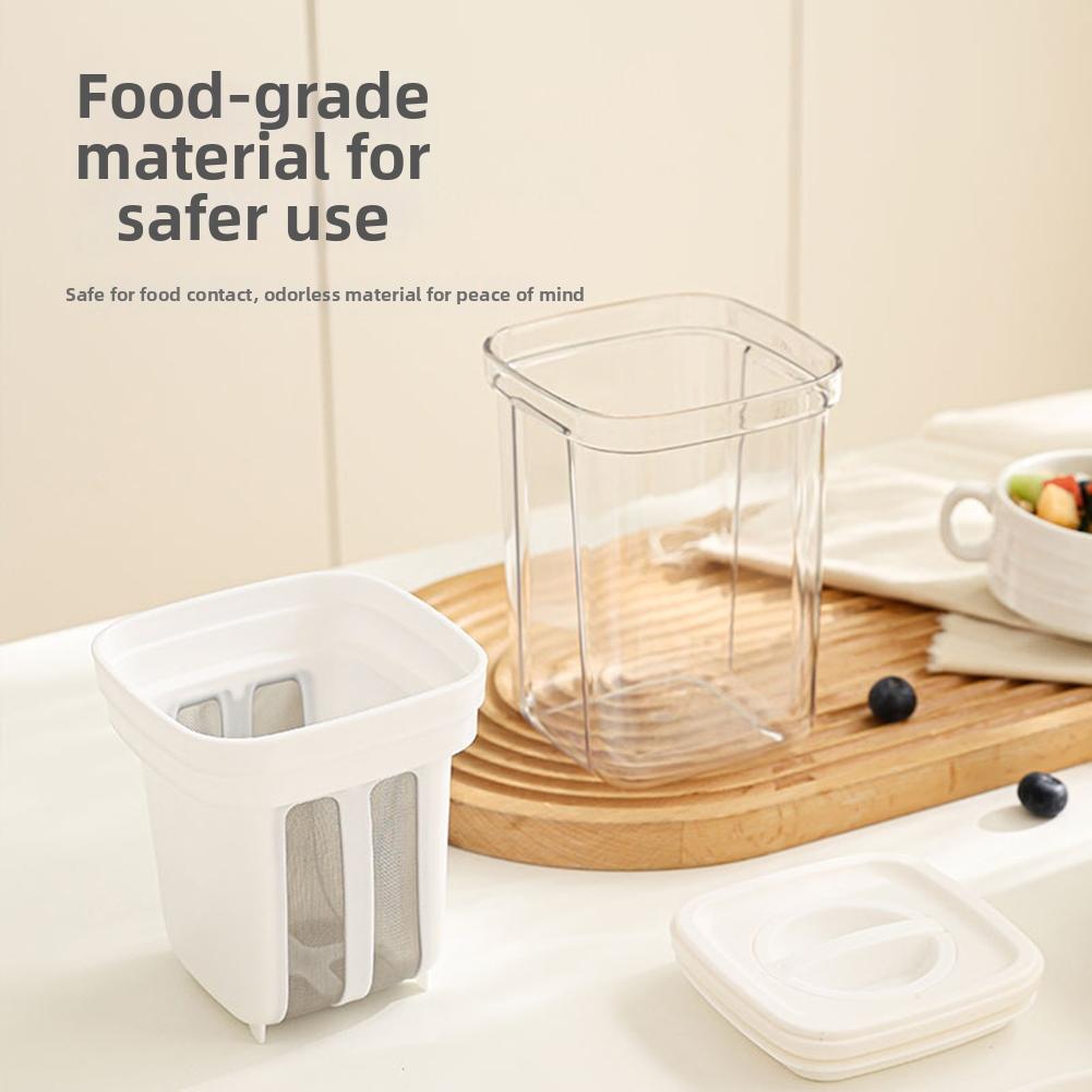 2 in 1 Yogurt Filter & Strainer Fine Mesh Transparent Box Homemade Screen Cheese Moisture Seperator Maker for Kitchen