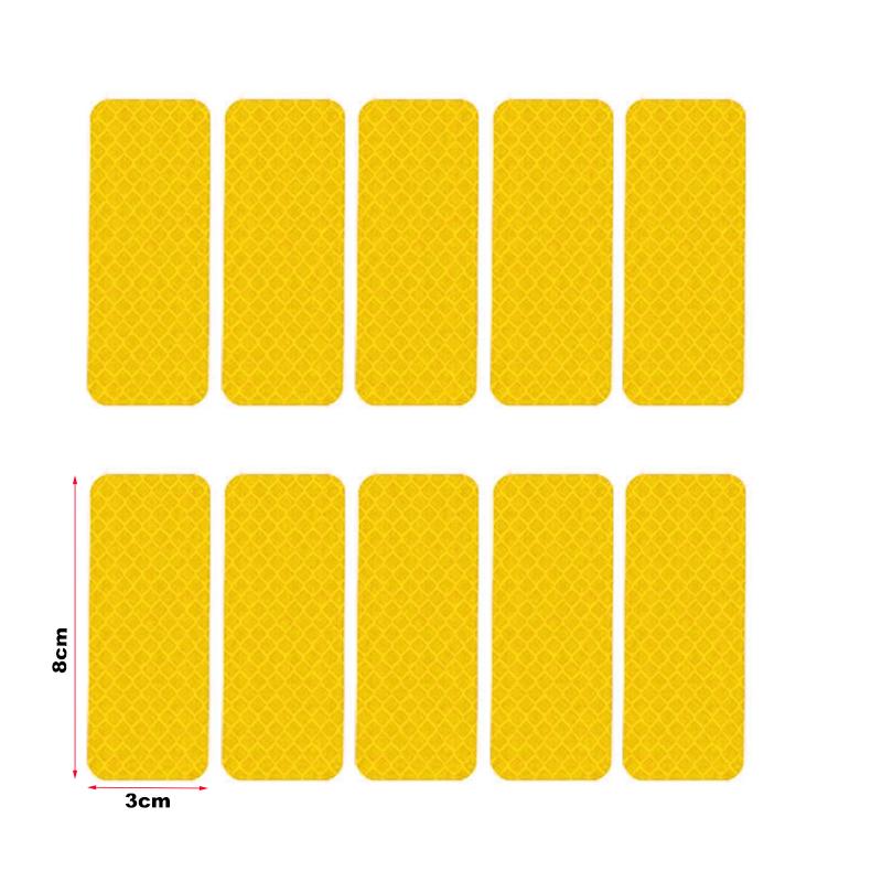 10Pcs Strong Reflective Stickers Car Reflector for Motorcycle Helmets Bikes Scooter Night Riding/Walking Reflective Warning Tape