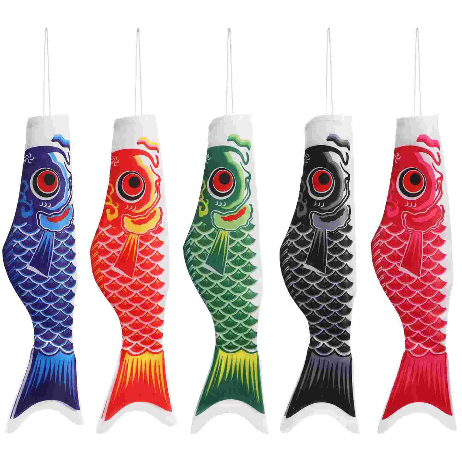 5 Pcs Decoration Carp Streamer Flag Poles Japanese Windsock Swordfish Koinobori M