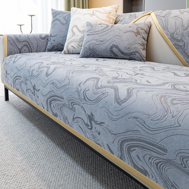 Sofa Cushion Four Seasons Universal Non-Slip Classic Style Four-Seat Straight Row Leather Sofa Cushion Backrest Cover Towel Sofa Cover
