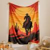 Cozy Throw Blanket Warm Soft Bedspread Western Cowboy Cactus Print Couch Bed Travel Office Home Decor