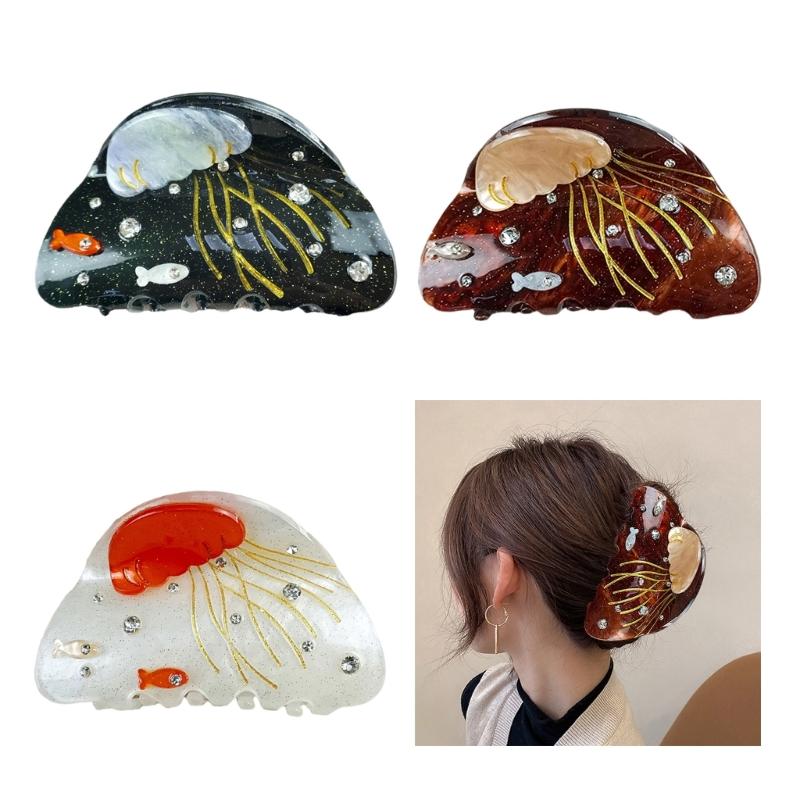 Acrylic Hair Claw Clip For Various Hair Type Strong Grip Design Hair Clamp with Marine Theme for Women Hairstyling