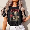 Staying Alive Skeleton Coffee Graphic Tee Funny Sarcastic Caffeine Lover T-shirt