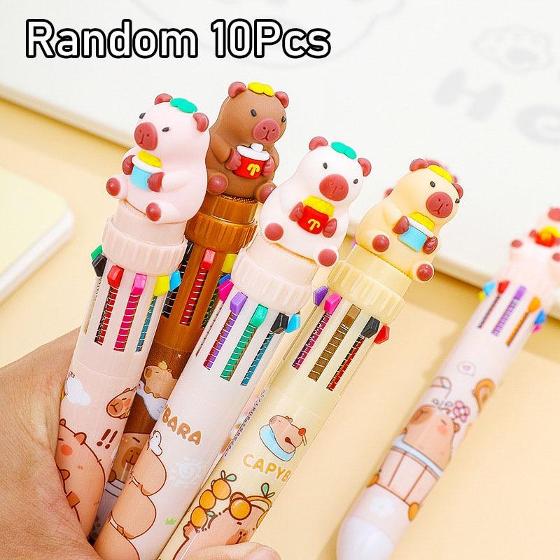 

6Pcs Capybara 10-Color Ballpoint Pen Cute Cartoon Ballpoint Pen School Office Supplies Student Stationery Gifts Random style 6Pcs