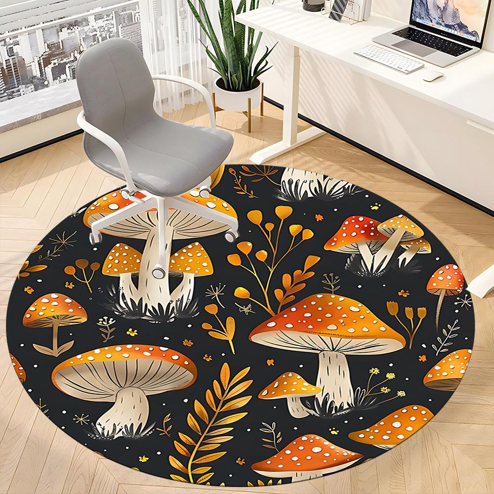 1pc Mushroom Pattern Chair Carpet for Office, Non Slip, Soft and Durable Office Rug