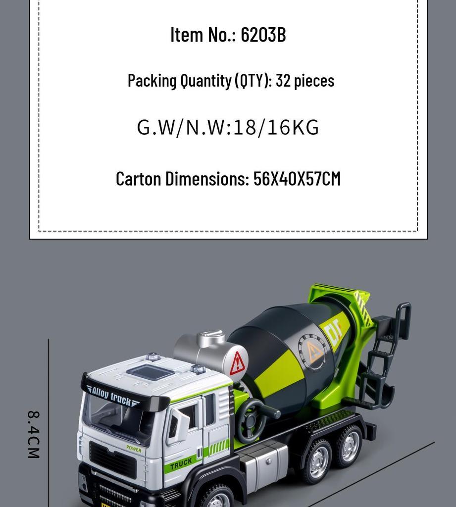 Che Li Fang 1/50 Alloy Concrete Mixer Toy Truck