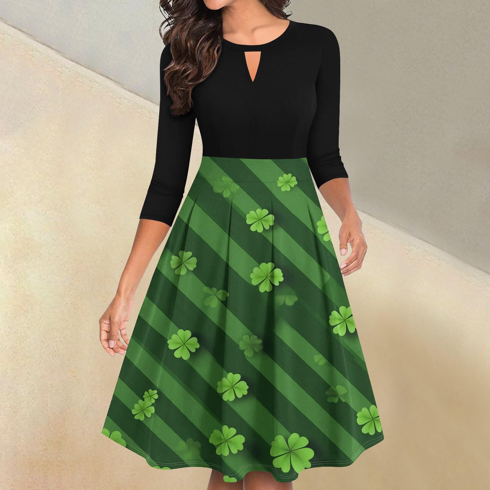 

Женское повседневное и модное платье с цветочным принтом, рукавом 3/4, карманом и молнией сзади M