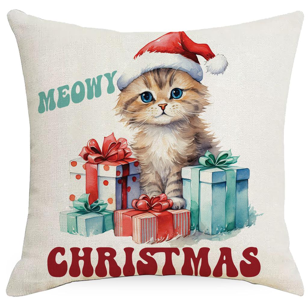 Christmas Cat Pillowcase Sofa Decoration Pillowcase Nordic Simple Modern Christmas Day