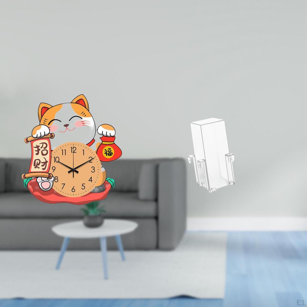 Silent Cat Wall Clock for Kids Bedroom with Aquarium Design Easy Installation Sturdy Home Decor