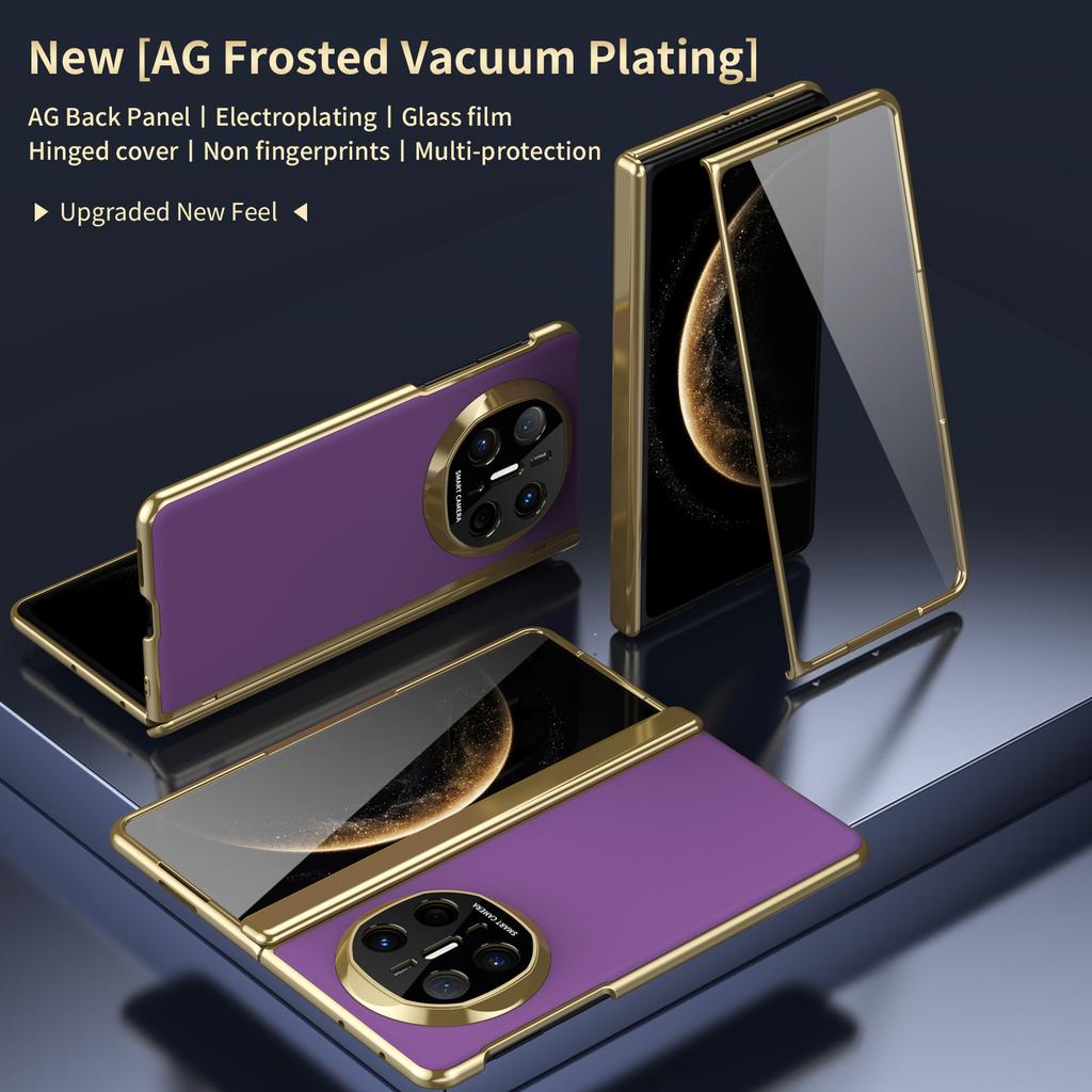 For Huawei Mate X6 AG Matte Vacuum Plating Hinge Full Protective Glass Front Film Drop Resistant Phone Case