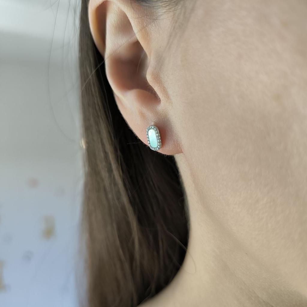 Silver Earrings with Natural Mother-of-pearl, Cubic Zirkonia (2184713)