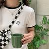 WTEMPO Branded Summer Women's Fashion Trend Clashing Trim Embroidered Short Sleeve T-shirt with Design Niche Round Neck Elasticated Tops