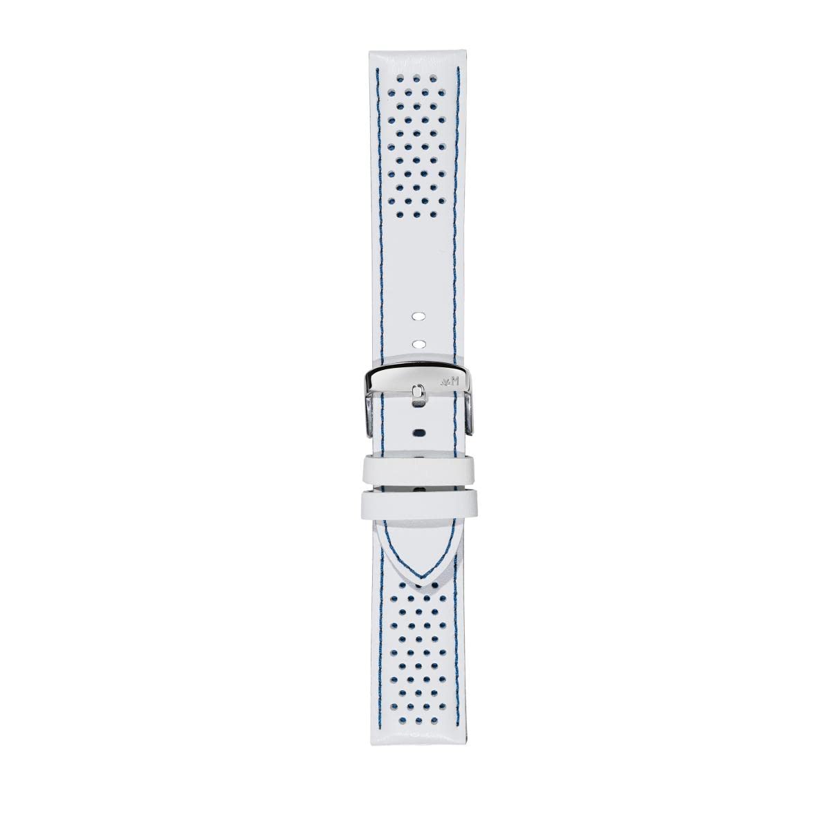 

[MORELLATO] Rally 18mm White x Blue Calfskin Leather Men s Watch Strap with Silver Buckle