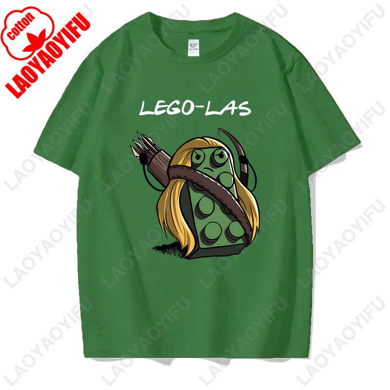 Funny Anime Cartoons Lego-las Printed T-shirt Humor Style Summer Fashion Short-sleev T Shirt Y2k Streetwear Cotton Tee Camisetas