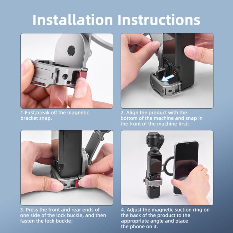 Adjustable Magnetic Stand for Pocket 3 with Quick Fixation and Expansion Adapter for Shootings