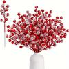 10 Pack Snow Frosted Artificial Red Berry Stems, Snowy Christmas Red Spray Picks Holly Berry Branches, Suitable For Christmas Tree Decoration Holiday