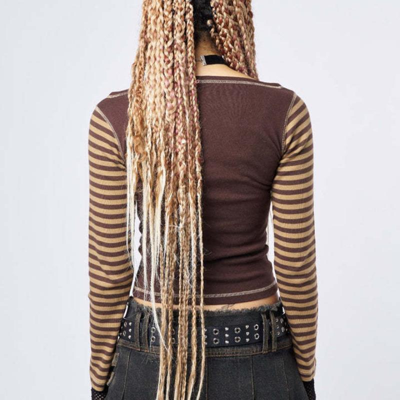 European and American hot girl Y2K letter printed round neck dark style slim fit top