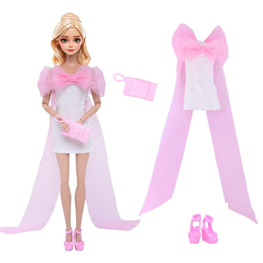 1/6 Girl Doll Clothes Fashion Handmade Outfit Clothes with Accessories for 30cm Doll Kids Playhouse Gift