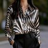 Zebra Print Casual Long Sleeve Button Blouse Women European Fashion Top